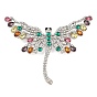 Alloy Rhinestone Lapel Pin Brooch for Clothes, Dragonfly, Platinum