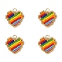 Colgantes de cuentas de vidrio Miyuki, corazón con amuletos de arcoíris, con 304 anillos de salto abiertos de acero inoxidable