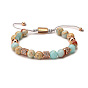 Natural Agate Stone Handmade Couple Bracelet with Woven Beads
