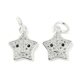 Латунные микропаве прозрачные кубические циркониевые подвески, звезды с улыбающимся лицом, без кадмия и без свинца, долговечный, с целью перехода в кольце