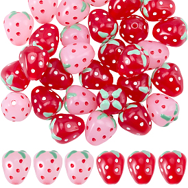 40шт 2 цветные непрозрачные акриловые эмалевые бусины, клубника
