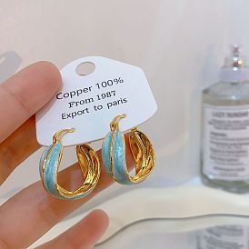 Серьги-кольца из латуни с эмалью, кольцо