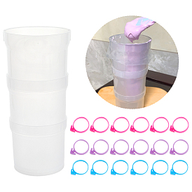 1Portavasos de manga pastelera de plástico pc, columna, con 18 piezas de bridas de silicona para mangas pasteleras