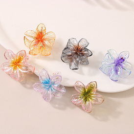 Flower Shape Glitter Plastic Claw Hair Clips, Hair Accessories for Women Girl