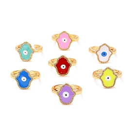 Hamsa main/main de miriam avec bague de manchette en zircone cubique mauvais œil pour femme, bague ouverte en laiton plaqué or véritable 18k, sans cadmium et sans plomb