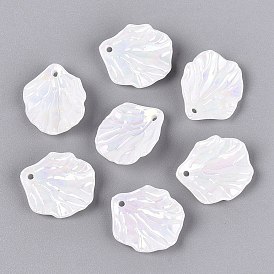 UV Plating CCB Plastic Pendants, Iridescent, Petaline Charms
