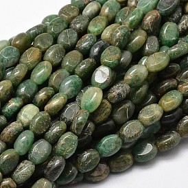 Oval Natural African Jade Bead Strands, 8x6x4mm, Hole: 1mm, about 51pcs/strand, 15.74 inch