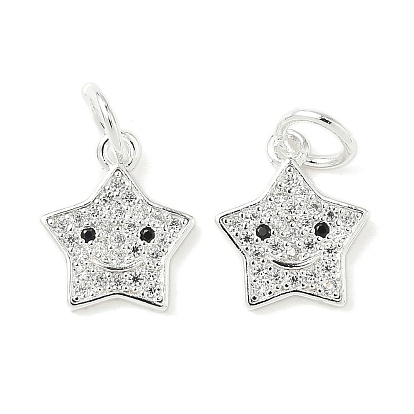 Латунные микропаве прозрачные кубические циркониевые подвески, звезды с улыбающимся лицом, без кадмия и без свинца, долговечный, с целью перехода в кольце