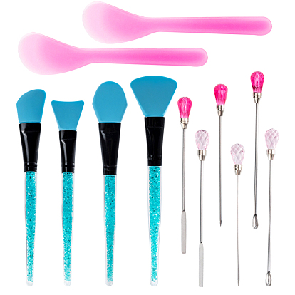 Stirring Rod Tool Kits, for UV Resin, Epoxy Resin Jewelry Making, with Dig Powder Spoon, Poke Needle, Silicone Brush, Plastic Spatula Scoop