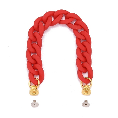 Rubberized Style Acrylic Curb Chain Phone Case Chain, with Brass Screw Nut and Iron Screws, for DIY Phone Case Decoration, Golden