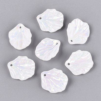 UV Plating CCB Plastic Pendants, Iridescent, Petaline Charms