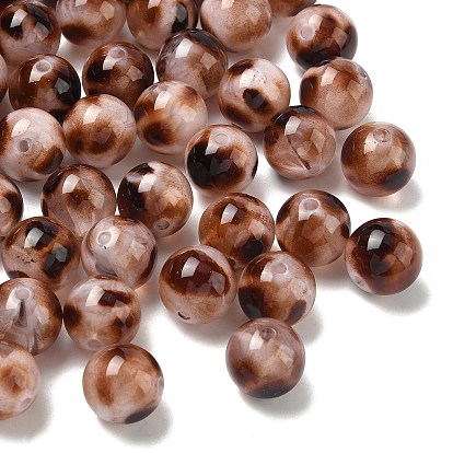 Непрозрачные акриловые бусины, имитирующие леопардовый принт, круглые, два тона