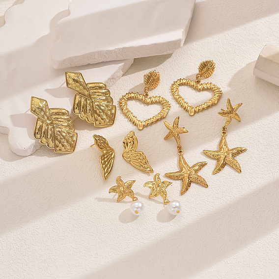 Элегантные 201 серьги-гвоздики из нержавеющей стали, золотые