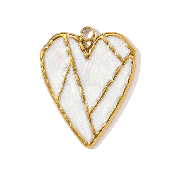 304 нержавеющей стальной эмали подвески, сердце прелести, ионное покрытие (ip), реальный 18 k позолоченный