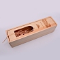 Wood Red Wine Box, with Slide Lid and Window, Rectangle with Building Pattern