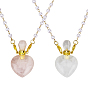 2 шт. 2 цвета натуральный розовый кварц и кварцевый кристалл сердце флакон духов подвеска ручная работа пластик имитация жемчуга бусины цепи ожерелья, белые
