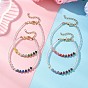 4Pcs Dyed Natural Malaysia Jade & Glass Beaded Bracelets for Women, Rondelle, Gradient Color