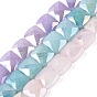 Electroplate Crackle Imitation Jade Glass Beads Strands, Rectangle, Dyed, AB Color Plated, Faceted