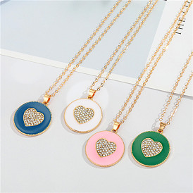 Chic Round Oil Drop Heart Necklace in Multiple Colors for Women