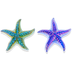 2 pièces 2 couleurs décorations de présentation en verre électroplaqué en forme d'étoile de mer, accessoires de décoration de paysage