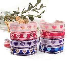 Valentine's Day Theme Polyester Cord Bracelets, with Tassel, Heart