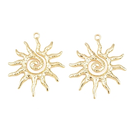 Pendentifs en acier inoxydable, breloques soleil en spirale martelée, crémaillère plaquage, plaqué longue durée