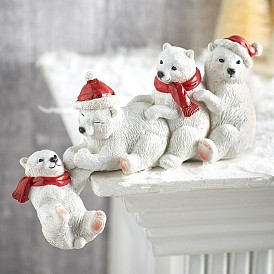 Resin Miniature Christmas Polar Bear Ornaments, Micro Landscape Home Dollhouse Accessories, Pretending Prop Decorations