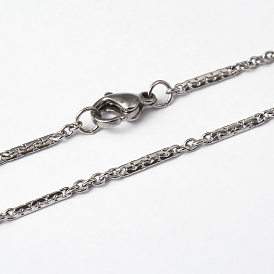 304 Stainless Steel Bar Link Chains, with Lobster Claw Clasps, 18 inch(45.8cm)
