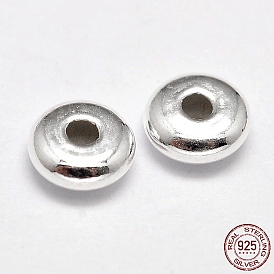 Rondelle 925 cuentas espaciadoras de plata esterlina, 3.8x1.5 mm, agujero: 1 mm, Sobre 298 unidades / 20 g