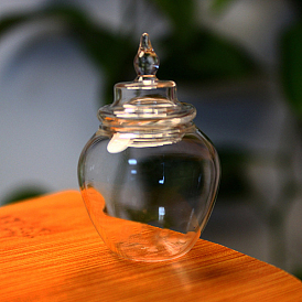 Mini Glass Jar, Canister, with Lid, for Dollhouse Accessories Pretending Prop Decorations