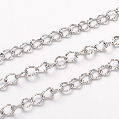 Ion Plating(IP) 304 Stainless Steel Curb Chains, with Spool, Soldered, for Jewelry Making