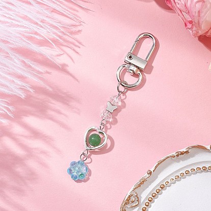 Подвесные украшения из акрила и окрашенного натурального нефрита, Поворотные застежки из сплава, подвески для украшений сумок