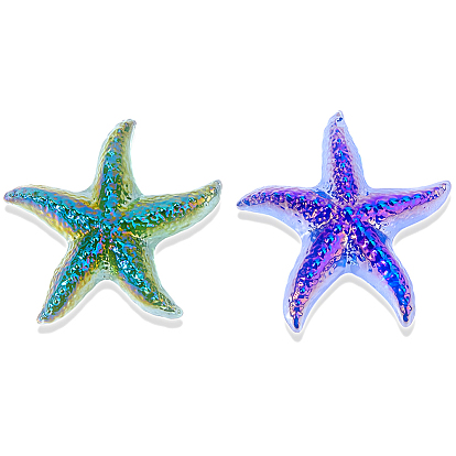 2 pièces 2 couleurs décorations de présentation en verre électroplaqué en forme d'étoile de mer, accessoires de décoration de paysage
