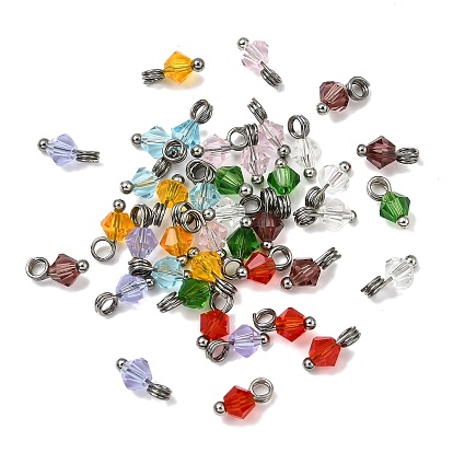 40 шт. 8 цвета k9 стеклянные имитации австрийских хрустальных бусин подвески, ромб, с латунными петлями, граненые