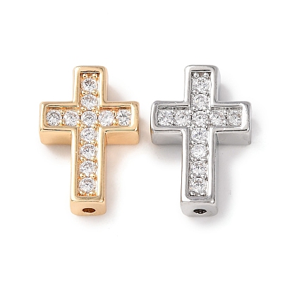 Латунь микропейв прозрачный кубический цирконий, крестик