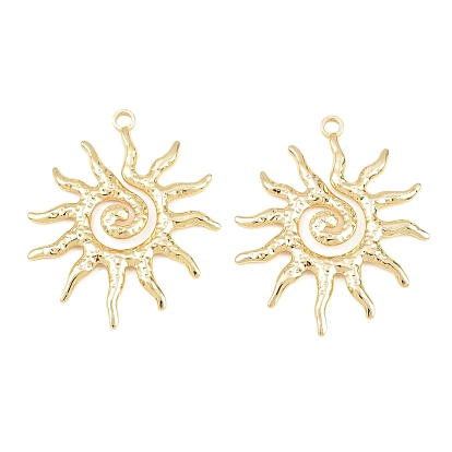 Pendentifs en acier inoxydable, breloques soleil en spirale martelée, crémaillère plaquage, plaqué longue durée