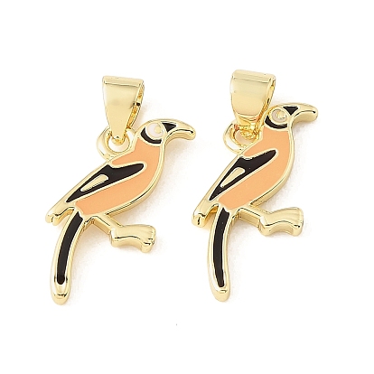 Brass Enamel Pendants, Toucan Charm, Rack Plating, Long-Lasting Plated, Lead Free & Cadmium Free