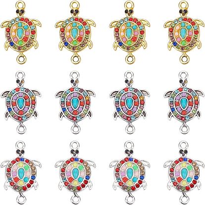 30 шт. 3 цветные подвески из сплава, с разноцветной смолой и стразами, Морская черепаха