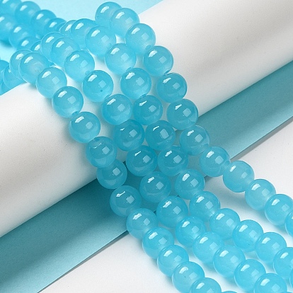 Baking Painted Imitation Jade Glass Round Bead Strands, 8.5~9mm, Hole: 1.5mm, about 105pcs/strand, 31.8 inch