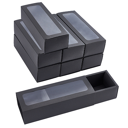 Drawer Kraft Paper Box, Festival Gift Wrapping Boxes, Gift Packaging Boxes, for Jewelry, Wedding Party, with Windows