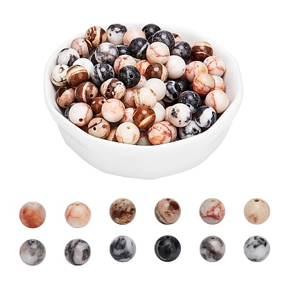 120шт. 4 размеры натуральный красный сетчатый камень и бусина из зебровой яшмы и бусина из розовой зебровой яшмы, круглые