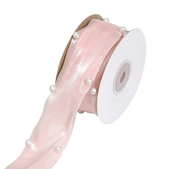 1рулонная полиэфирная лента, с пластиковой имитационной жемчужиной, для вуалей своими руками, румяна, чародейки, декорации, изготовление банта