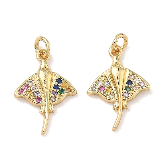 Латунные микро проложить кубического циркония подвески, амулеты манта скат, без свинца и без кадмия, стойки покрытие, долговечный