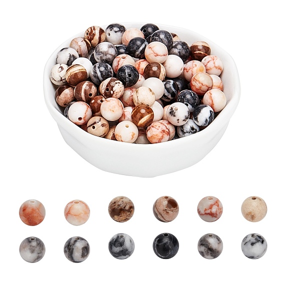 120шт. 4 размеры натуральный красный сетчатый камень и бусина из зебровой яшмы и бусина из розовой зебровой яшмы, круглые