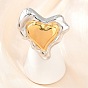 Irregular 304 Stainless Steel Cuff Open Rings, Heart, Ion Plating(IP)