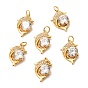 Brass Micro Pave Clear Cubic Zirconia Pendants, Long-Lasting Plated, Dolphin