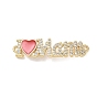 Mother's Day Brass Micro Pave Clear Cubic Zirconia and Enamel Links, I Love Mama Connector Charms, Cerise