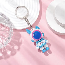 Rabbit Spaceman PVC Plastic Cartoon Keychain, with Iron Split Key Rings