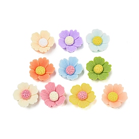 Opaque Resin Decoden Cabochons, 5-Petal Flower