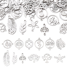 24 шт. 12 соединители звеньев из нержавеющей стали, лазерная резка, лист и дерево и кольцо и плоский круглый и цветок